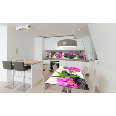 Наклейка вінілова на стіл Zatarga «Яскраві орхідеї на гладкому камені» 600х1200 мм Z180555st