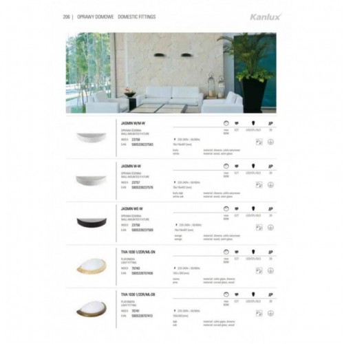 Настінний світильник Kanlux Jasmin 40.7x7.6 см Біло-коричневий (Kan23756)