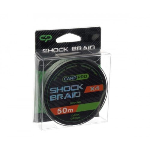 Шок-лідер Carp Pro Shock Braid PE X4 0.16мм 50м Dark Green Шок-лідер Carp Pro Shock Braid PE X4 0.16мм 50м Dark Green