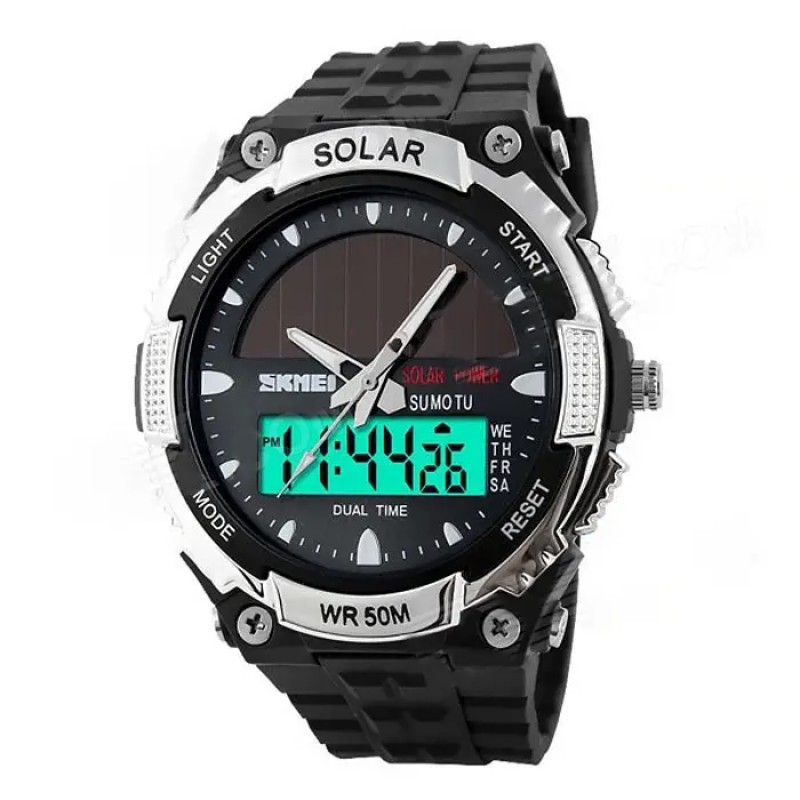 Чоловічий спортивний годинник Skmei 1049 із сонячною батареєю Чорний