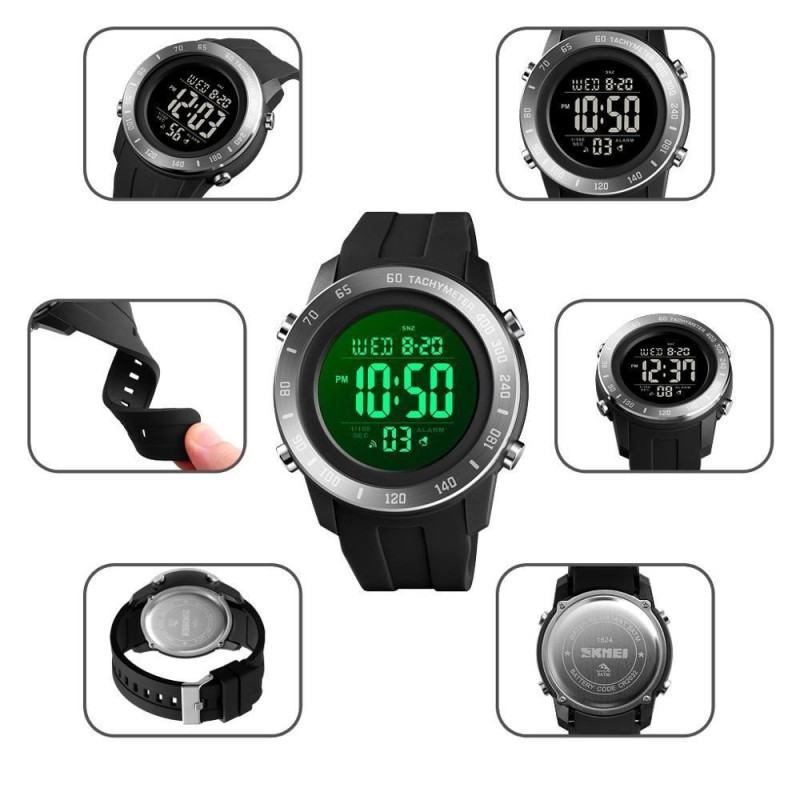Чоловічий спортивний наручний годинник Skmei 1524 Чорний (1564428116)