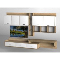 Стінка в вітальню Тиса Мебель Стінка в вітальню Сонома Білий 1200x520x2820 мм Стінка в вітальню Тиса Мебель Стінка в вітальню Сонома Білий 1200x520x2820 мм