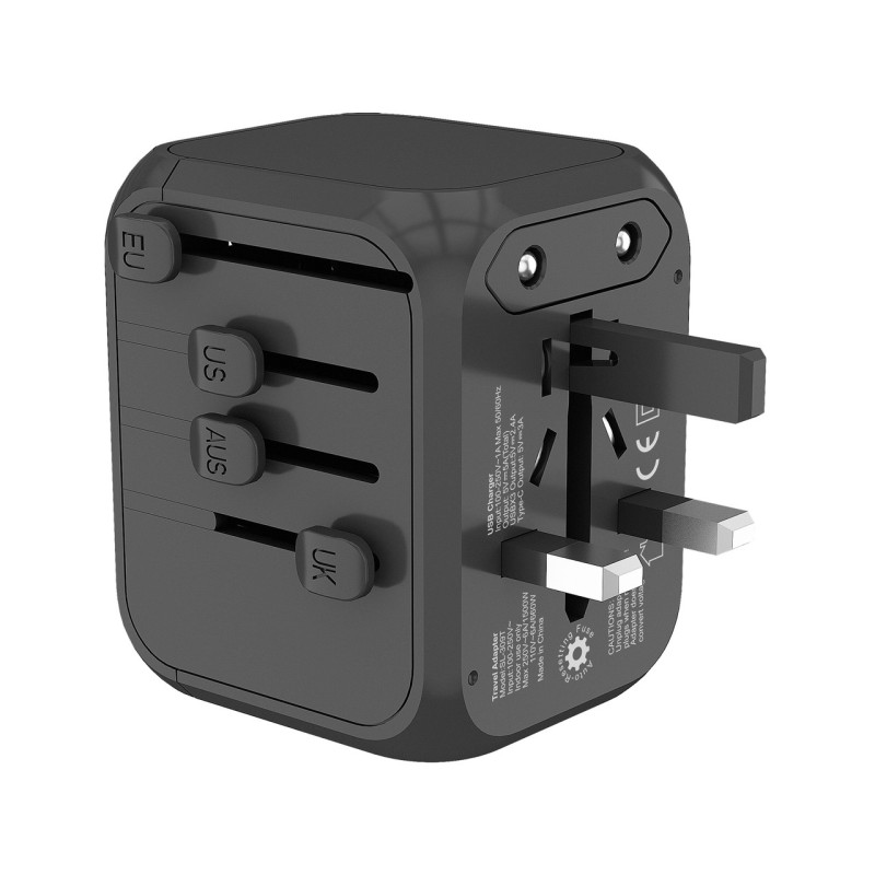 Универсальний адаптер Otravel для подорожей чорний