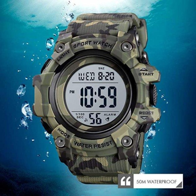 Годинник чоловічий спортивний Skmei 1552 Зелений камуфляж