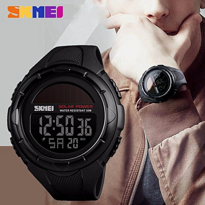 Чоловічий спортивний наручний годинник на сонячній батареї Skmei 1405 Solar Чорний (1591284131)
