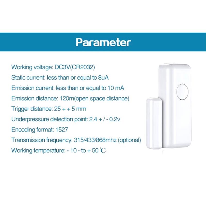 Бездротовий датчик відкриття дверей та вікон на 433 мГц до 80 метрів Nectronix WDS-433