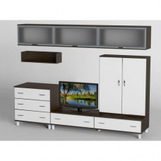Стінка в вітальню Тиса Мебель Вітальня-5 Венге Білий 2050x450x2700 мм