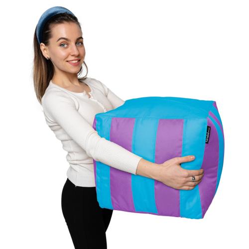 Пуф Кубик Смугастий Оксфорд 40х40 Студія Комфорту Блакитний + Фіолетовий Пуф Кубик Смугастий Оксфорд 40х40 Студія Комфорту Блакитний + Фіолетовий