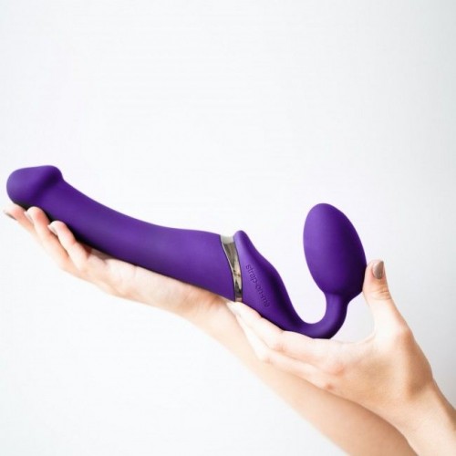 Безремінний страпон з вібрацією Strap-On-Me Vibrating Violet M, діаметр 3,3 см, пульт ДК, регульован в інтернет супермаркеті PbayMarket!