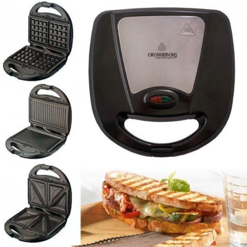 Сендвічниця електрогриль 3 в 1 Crownberg CB-1075 750 Вт