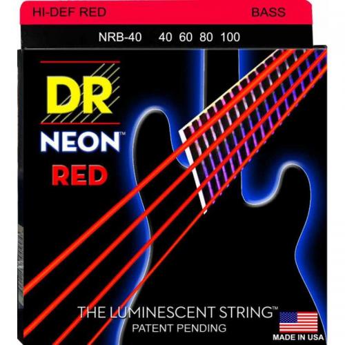 Струни для бас-гітари DR NRB-40 Hi-Def Neon Red K3 Coated Light Bass Guitar 4 Strings 40/100