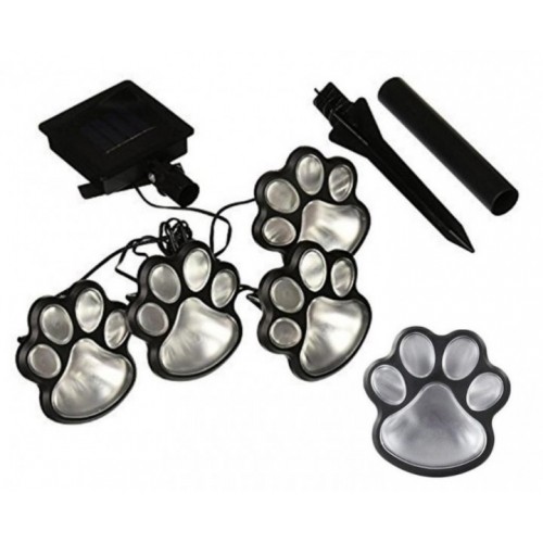 Вуличний автономний світильник на сонячній батареї LED Solar Paw Print Lights DL49 із захистом від вологи As-seen-on-tv Чорний Вуличний автономний світильник на сонячній батареї LED Solar Paw Print Lights DL49 із захистом від вологи As-seen-on-tv Чорний