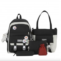 Рюкзак шкільний для дівчинки Hoz CLBDBAG 5 в 1 41х30х14 см Чорно-білий (SK001631)