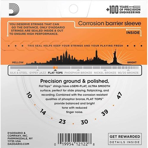 Струни для акустичної гітари D'Addario EFT15 Phosphor Bronze Flat Tops 10/47 Струни для акустичної гітари D'Addario EFT15 Phosphor Bronze Flat Tops 10/47