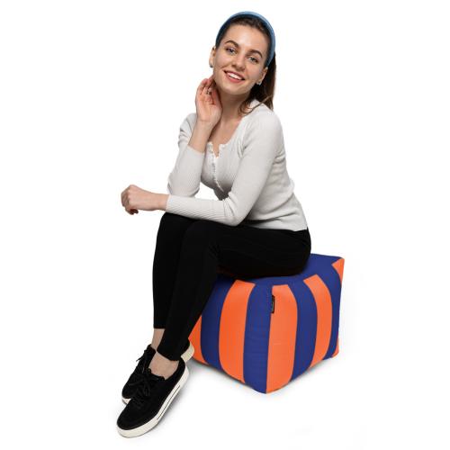 Пуф Кубик Смугастий Оксфорд 40х40 Студія Комфорту Помаранчевий + Синій Пуф Кубик Смугастий Оксфорд 40х40 Студія Комфорту Помаранчевий + Синій