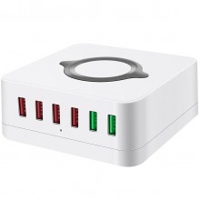 Мультизарядна док-станція з бездротовою зарядкою Addap MCS-E6 QC3.0 75W 6 USB