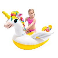 Надувний плотик для катання Intex 57561 «Єдиноріг», 198 х 140 х 102 см, жовтий
