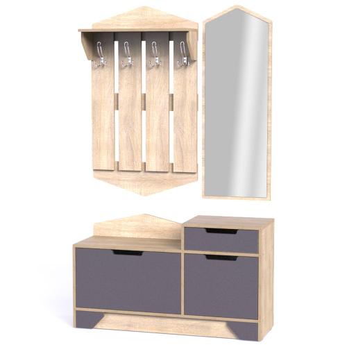 Прихожа Тиса Мебель Прихожа-129 Сонома Графіт 199x35x109 см Прихожа Тиса Мебель Прихожа-129 Сонома Графіт 199x35x109 см