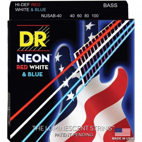Струни для бас-гітари DR NUSAB-40 Hi-Def Neon Red White K3 Coated Light Bass Guitar 4 Strings 40/100 Струни для бас-гітари DR NUSAB-40 Hi-Def Neon Red White K3 Coated Light Bass Guitar 4 Strings 40/100