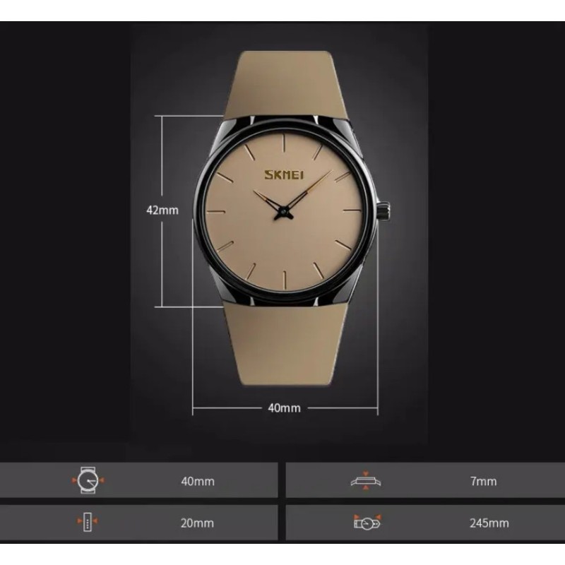Наручний класичний годинник Skmei 1601S коричневий