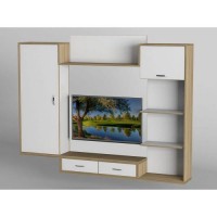 Стінка в вітальню Тиса Мебель Вітальня-200 Сонома Білий 1690x300x2160 мм Стінка в вітальню Тиса Мебель Вітальня-200 Сонома Білий 1690x300x2160 мм