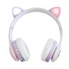 Навушники бездротові котячими вушками CAT Ear VZV-23M Bluetooth RGB Бузкові