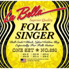 Струни для класичної гітари La Bella 830 Folksinger Black Nylon Golden Alloy Medium