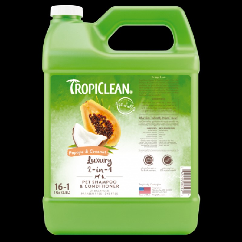 Шампунь Tropiclean Papaya & Coconut з кокосом та папаєю для собак та котів 3.8 л 060135
