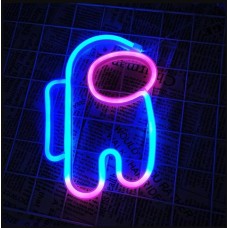 Настінний неоновий світильник нічник Among us синьо-рожевий Angel