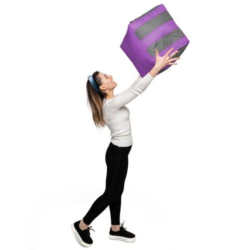 Пуф Кубик Смугастий Оксфорд 40х40 Студія Комфорту Сірий + Фіолетовий