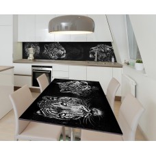 Наклейка 3Д вінілова на стіл Zatarga «Портрет леопарда» 600х1200 мм для будинків, квартир, столів, кав'ярень