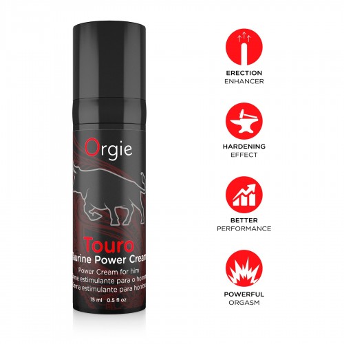 Крем для посилення ерекції Orgie Touro Power Cream, 15 мл, з таурином, гінкго та коренем женьшеню