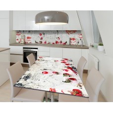 Наклейка 3Д вінілова на стіл Zatarga «Полуничне суфле» 600х1200 мм для будинків, квартир, столів, кав'ярень, кафе