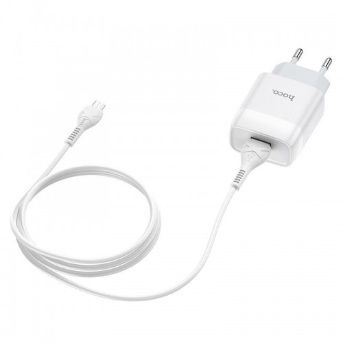 Зарядний пристрій Hoco C72A Glorious (1USB, 2.1А) White (6931474713001) + кабель MicroUSB в інтернет супермаркеті PbayMarket!