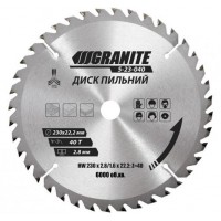Диск пильний GRANITE для дерева з твердосплавними напайками 230х22.2х40Т 8000 об/хв 5-23-040 Диск пильний GRANITE для дерева з твердосплавними напайками 230х22.2х40Т 8000 об/хв 5-23-040