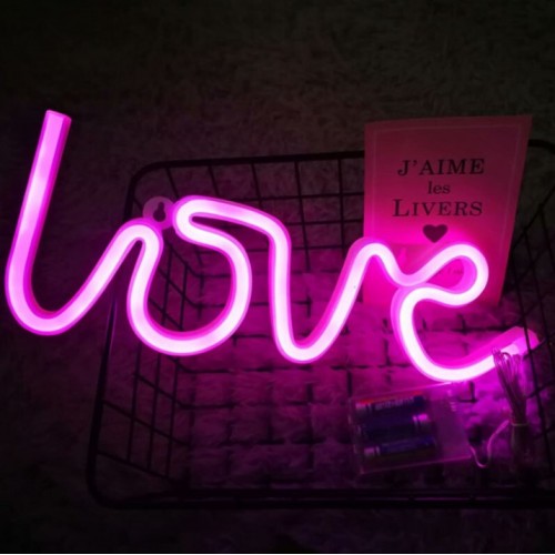 Настінний неоновий світильник нічник Angel Love рожевий