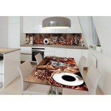 Наклейка 3Д вінілова на стіл Zatarga «Кавові секрети» 600х1200 мм для будинків, квартир, столів, кав'ярень, кафе