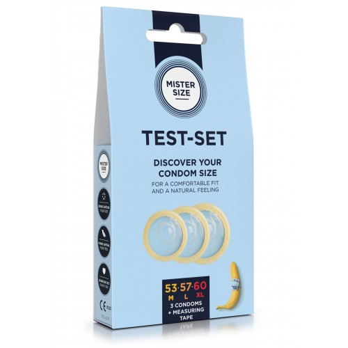 Набір презервативів Mister Size test-set 53–57–60, 3 розміри + лінійка, товщина 0,05 мм