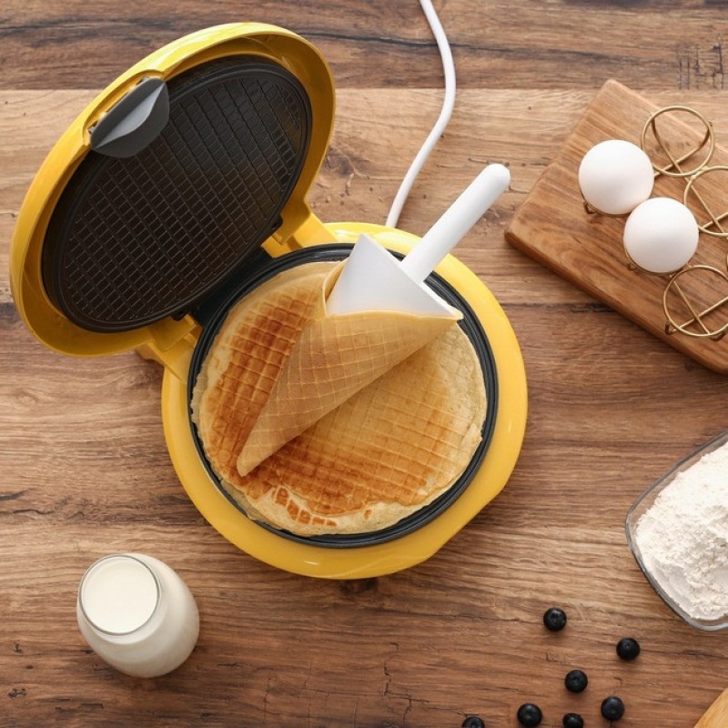 Вафельниця для тонких вафель + конус для ріжків MAGIO MG-397 Yellow