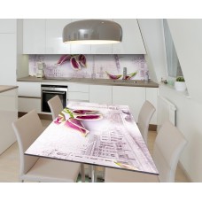 Наклейка 3Д вінілова на стіл Zatarga «Лілейний Париж» 600х1200 мм для будинків, квартир, столів, кав'ярень