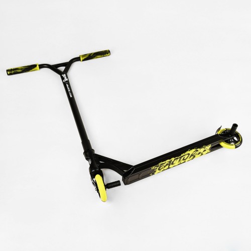 Самокат трюковий пеги алюмінієвий диск та дека колеса Best Scooter Reactor HIC-система PU Black and yellow (112771)