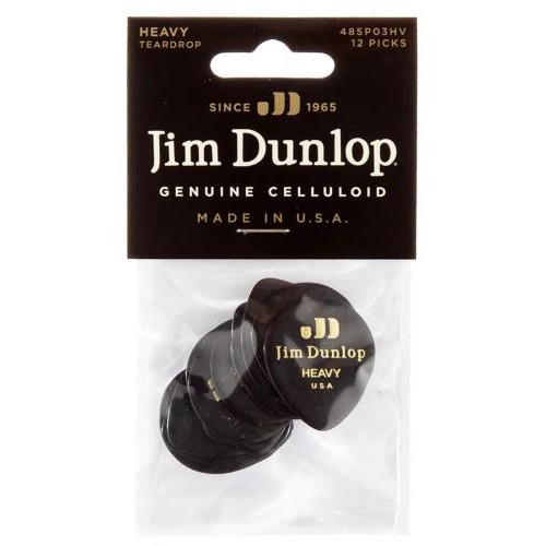 Медіатори Dunlop 485P03HV Genuine Celluloid Teardrop Black Heavy Player's Pack (12 шт.) Медіатори Dunlop 485P03HV Genuine Celluloid Teardrop Black Heavy Player's Pack (12 шт.)