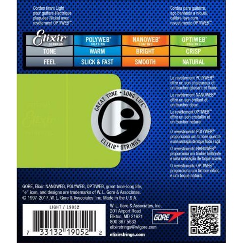 Струни для електрогітари 6 шт Elixir 19052 Optiweb Nickel Plated Steel Light 10/46 Струни для електрогітари 6 шт Elixir 19052 Optiweb Nickel Plated Steel Light 10/46