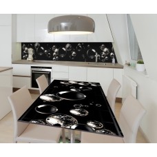 Наклейка 3Д вінілова на стіл Zatarga «Чорні міхури» 600х1200 мм для будинків, квартир, столів, кафе