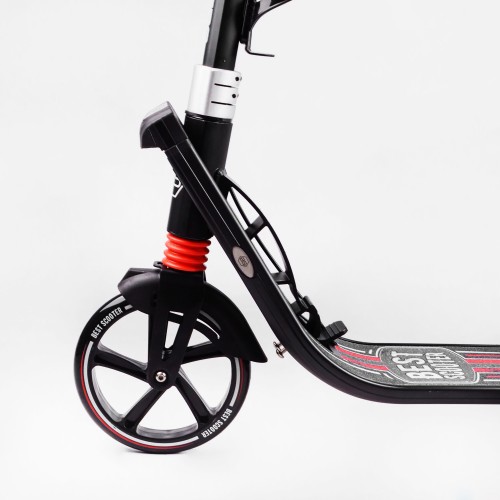 Двоколісний складаний самокат ліхтарик 2 амортизатора Best Scooter 100 кг Black and red (114434)