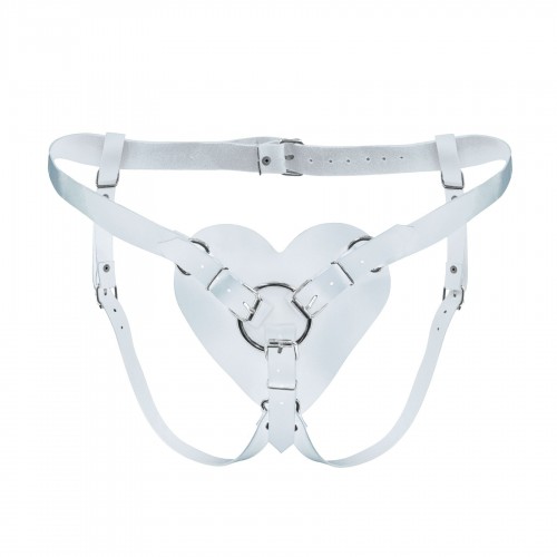 Трусики Серце для страпону з натуральної шкіри Feral Feelings - Hearts Strap-on Belt White в інтернет супермаркеті PbayMarket!