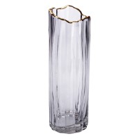 Ваза декоративна скляна YIWU Glass Flower 29.5 см Сірий (HP-1713)