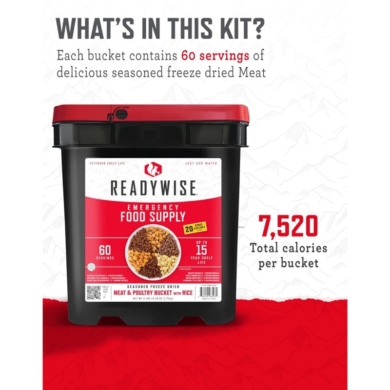 Набір сублімованого м'яса з великим терміном зберігання 15 років Readywise, 60 порцій