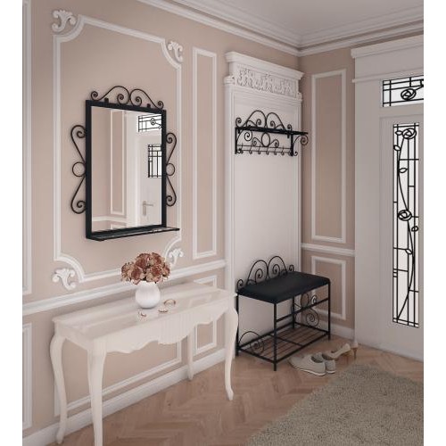 Комплект передпокою: вішалка/пуф/дзеркало Tenero Дартмуд Чорний (1601) Комплект передпокою: вішалка/пуф/дзеркало Tenero Дартмуд Чорний (1601)