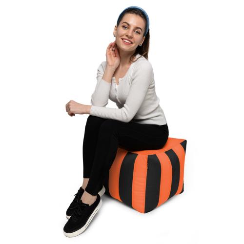 Пуф Кубик Смугастий Оксфорд 40х40 Студія Комфорту Помаранчевий + Чорний Пуф Кубик Смугастий Оксфорд 40х40 Студія Комфорту Помаранчевий + Чорний